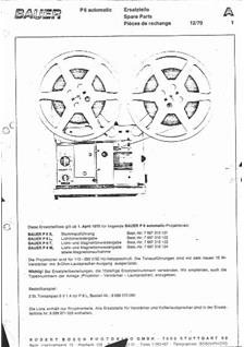 Bauer P 6 manual. Camera Instructions.